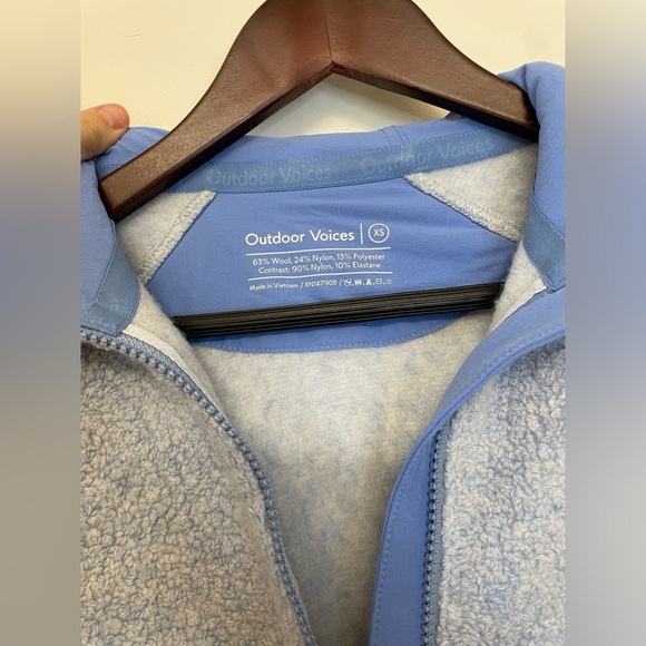NEW Outdoor Voices||Megafleece Wool Half Zip Pullover Hoody, Dusty Blue … - Picture 8 of 13